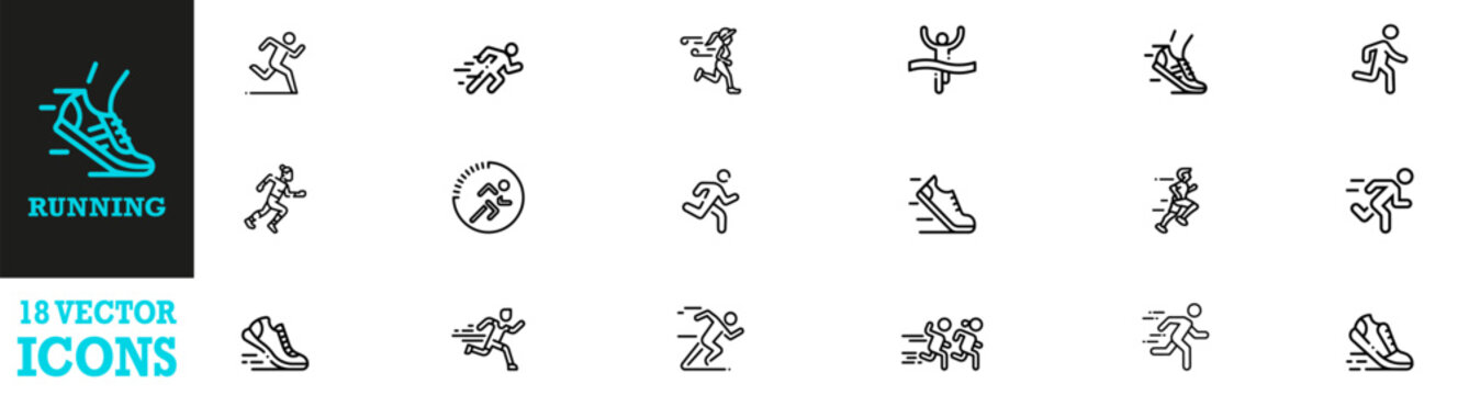 Running icon set. Run symbol set. Containing Runner Icon. Vector Illustration. Vector Graphic. EPS 10