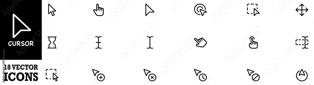 Poster mouse click cursor set. hand cursor. click icon. mouse pointer set. arrow cursor. vector illustratio