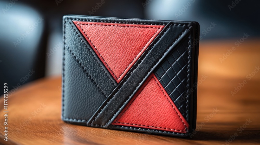 Poster stylish and modern wallet showcasing unique design features in an elegant indoor setting. generative