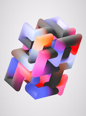 3d render, abstract background of volumetric maze, tangled colorful tubes, modern multicolored wallpaper