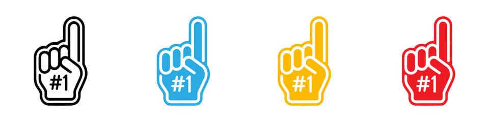 Number 1 one sports fan foam hand with raising forefinger vector icon. Vector Illustration. EPS 10