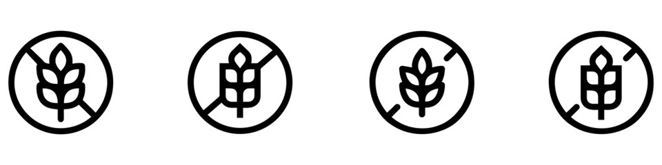 Set of Gluten free label vector icons set. No wheat symbols templates design for gluten free food package or dietetic product nutrition sign. Vector Illustration. Vector Graphic. EPS 10