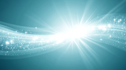 Sparkling light burst on teal background