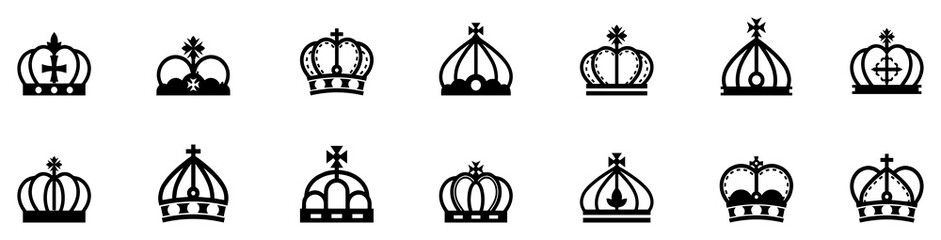 Crown icon set. Crown sign collection. Royal crown symbol collection. Vector Illustration. Vector Graphic. EPS 10