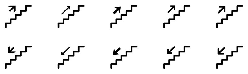 Stairs up, stairs down icon. Stairway direction information symbol. Sign navigation staircase vector. Vector Illustration. EPS 10