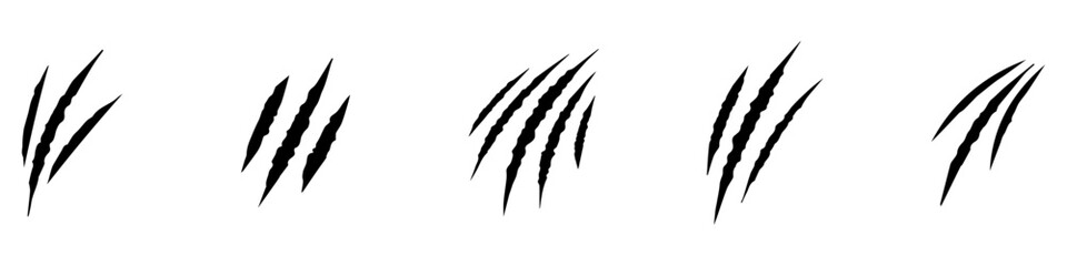 Animal claw scratches. Claws icons. Scratches collection. Silhouette style vector icons. Vector Illustration. EPS 10