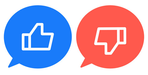 青色と赤色｜グッドマークとバッドマークの吹き出し