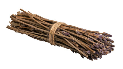 Dried lavender bundle tied with twine. transparent background