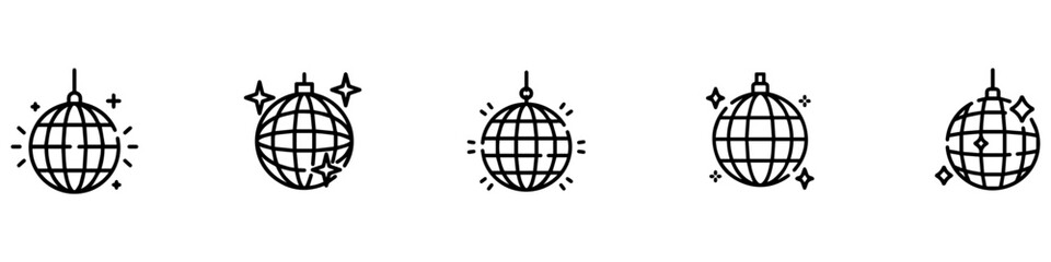 Disco ball vector icon. Nightclub Disco ball. Glittering disco ball icons. Shining mirror sphere for nightclub party. Vector Illustration. EPS 10