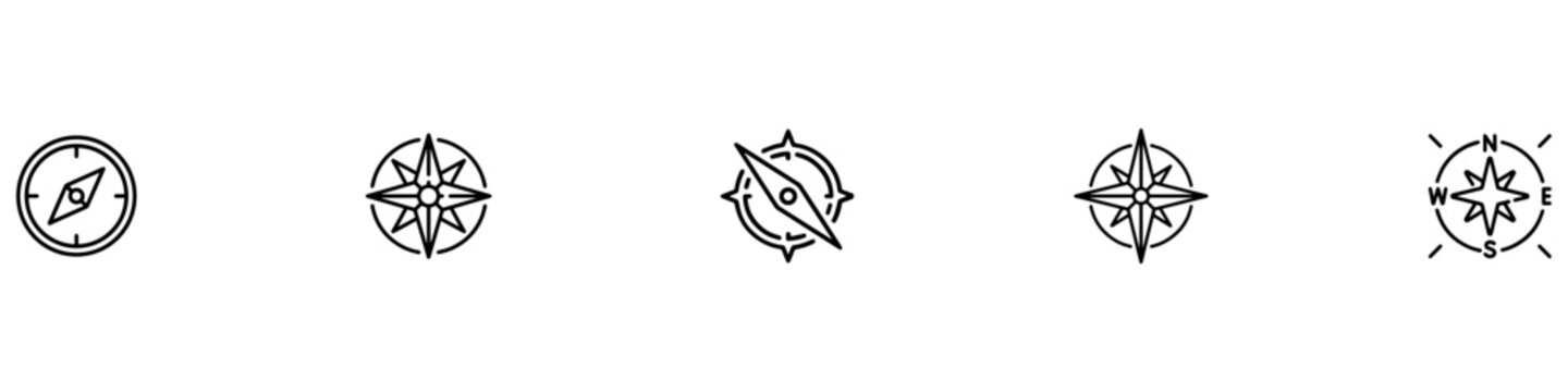 Compass simple icon set. Compass symbol set. Wind rose icon. Vector Illustration. Vector Graphic. EPS 10