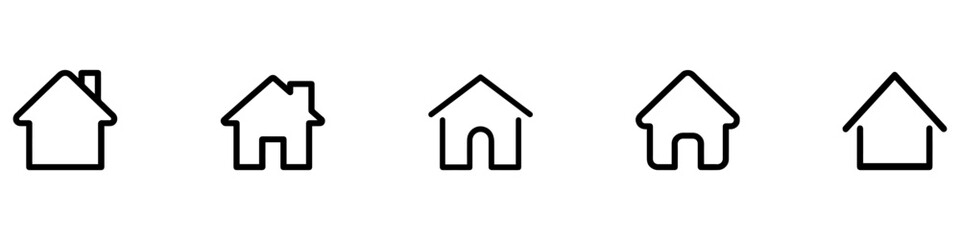 Collection home icons. House symbol. Set of real estate objects and houses black icons isolated on white background. Vector illustration. EPS 10