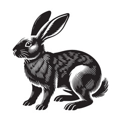 Detailed rabbit silhouette for artistic and creative purposes - Rabbit black vector
