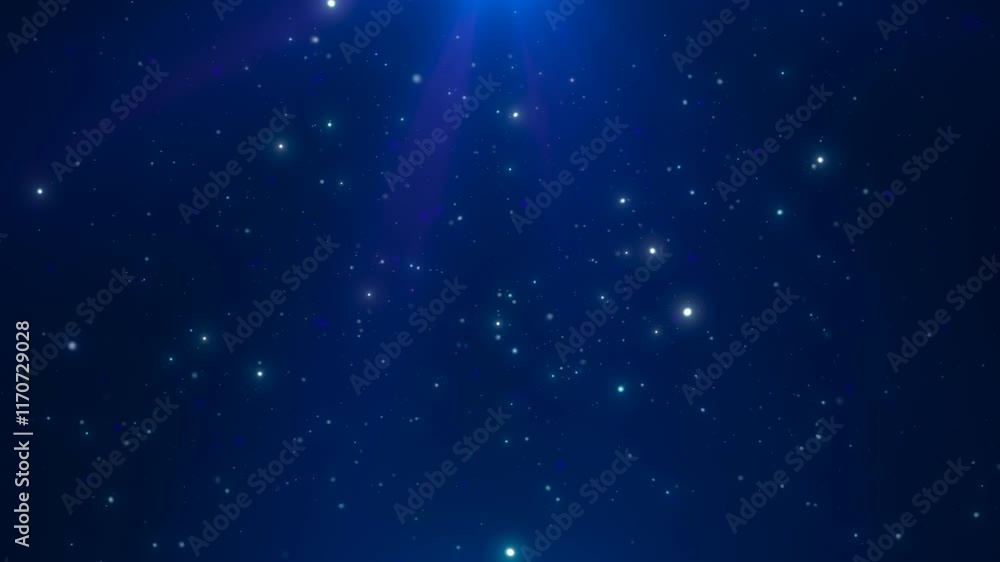 Sticker abstract background with colorful glittering glowing floating particles