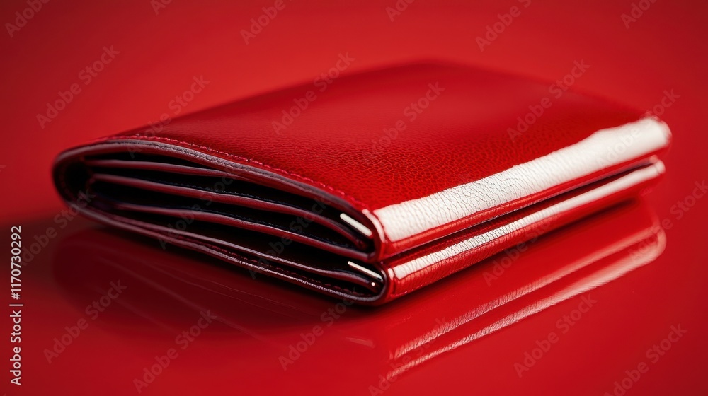 Poster stylish red wallet resting on a polished surface with a vibrant hue and sleek design for a modern ac