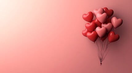 Valentine's Day heart-shaped balloons with space for text in red and pink theme