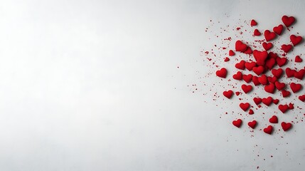 Fototapeta premium Valentine's Day greeting with red hearts on white background for banners