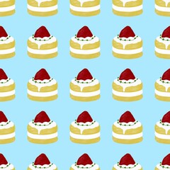 Mini cakes with sweet cream filling and strawberries on top