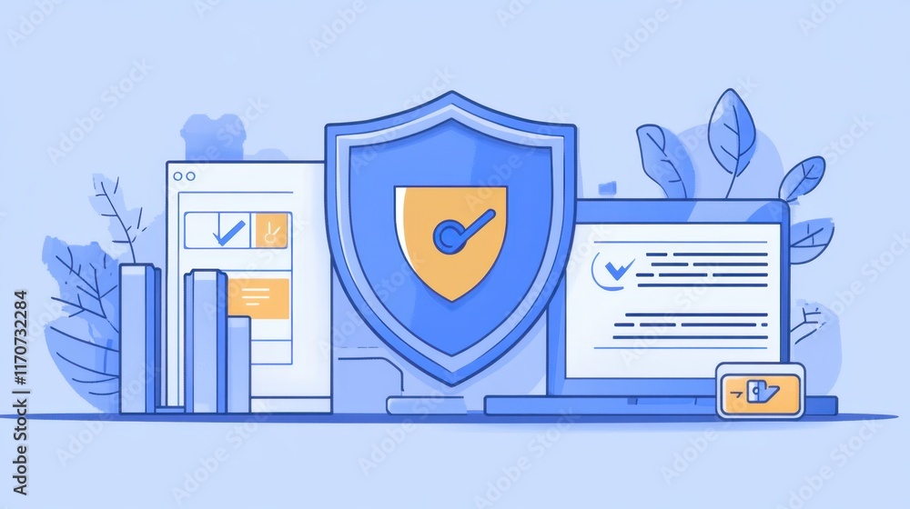 Poster exploring digital security measures in an interconnected world with a focus on online protection str