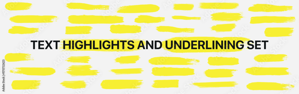 Poster yellow vector marker graphic stylish element. yellow highlight marker stripes isolated on white back