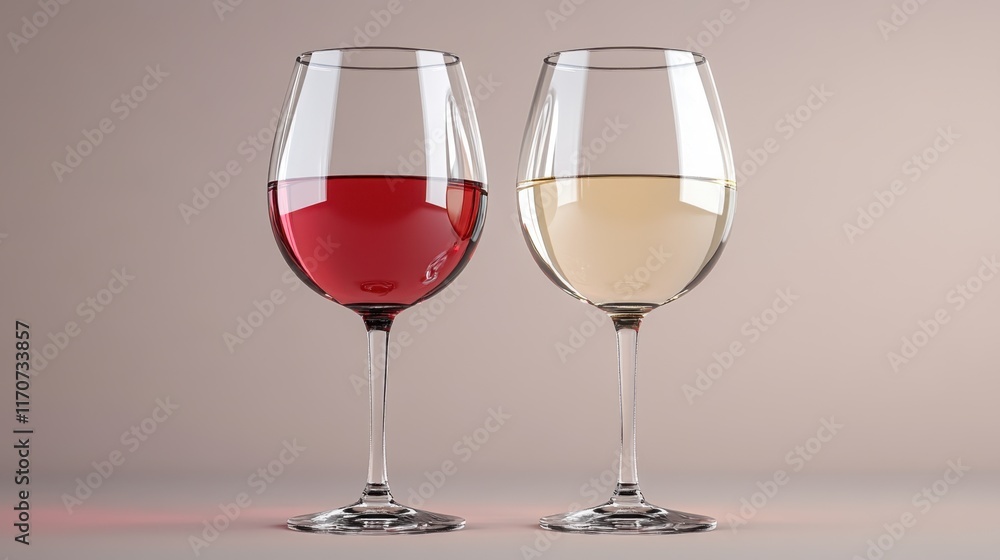 Poster elegant glasses of red and white wine displayed against a soft, neutral background during a sophisti