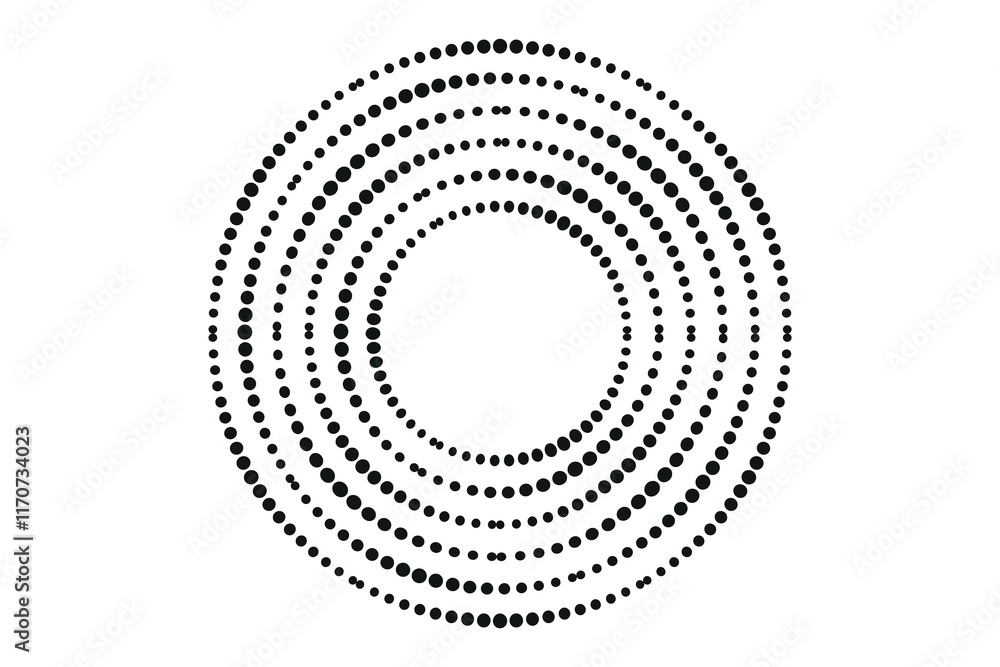 Aufkleber Halftone dots in circle form. Round logo, design element or icon. Vector dotted frame. Round logo. Vector dotted frame. Design element or icon.