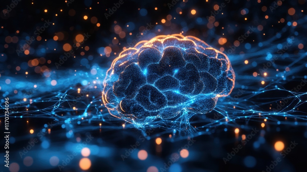 Poster vibrant neural network illustration showcasing the complexity of human thoughts and connections in d