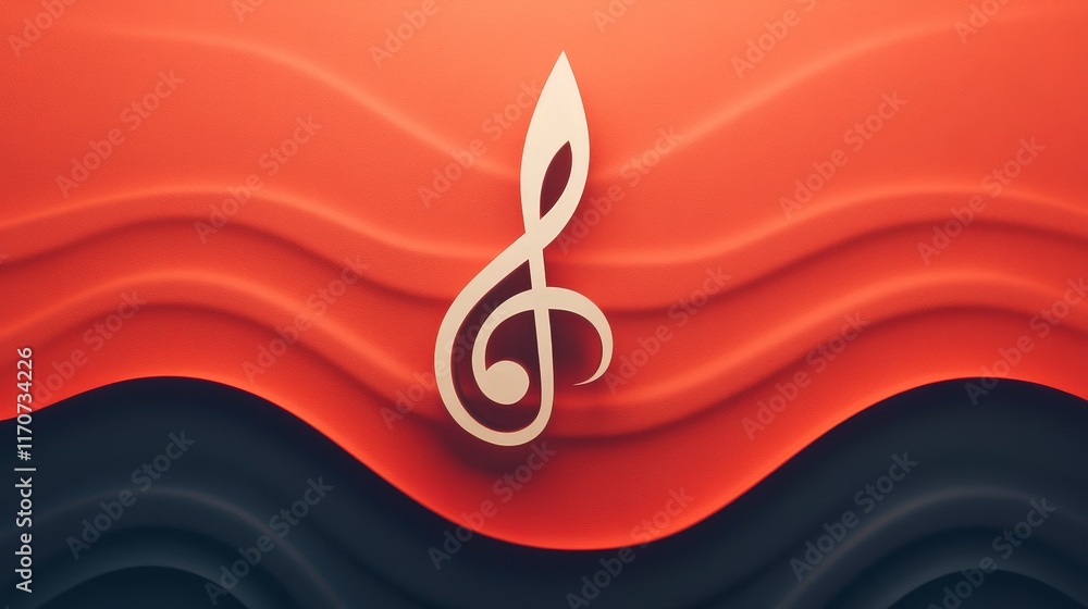 Poster abstract music note on layered colorful waves background design