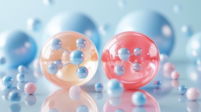 Colorful molecular structures blend seamlessly in a vibrant scientific landscape during a creative exploration of chemistry. Generative AI