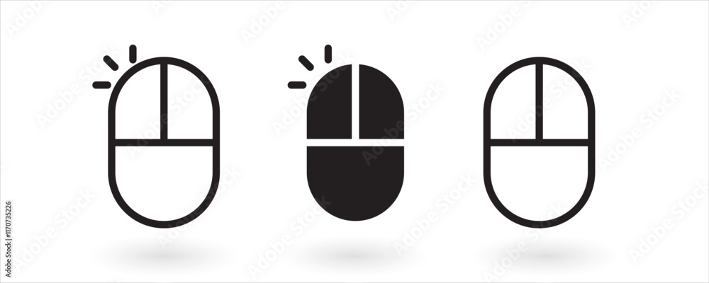 Aufkleber Cursor icons set in hand, arrow forms, mouse click cursor set, arrow and hand pointer. Computer mouse click cursor gray arrow icons set and loading icons. Cursor icon. Computer click icon.