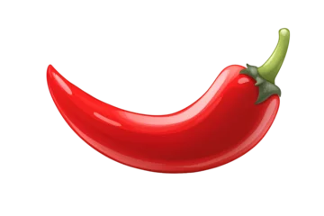 A bold red chili pepper with a subtle shadow, isolated on white background, png.