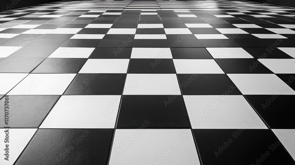 Aufkleber dynamic contrast of black and white tiles creates a striking visual effect in an indoor space. gener