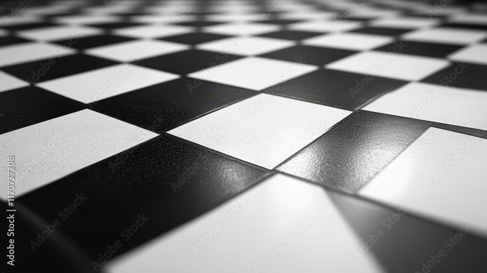 Poster checkerboard pattern creates a striking visual effect in a stylish interior space with modern design