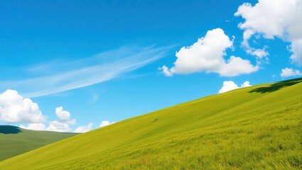 Obraz premium Verdant Rolling Hills Under a Bright Blue Sky