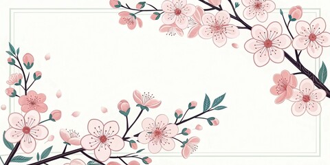 Fototapeta premium retro vintage cute cherry blossoms sakura illustration background