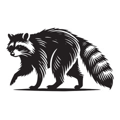 Majestic raccoon silhouette for modern creative uses - Raccoon black vector
