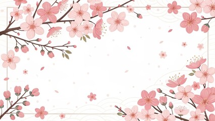 Fototapeta premium retro vintage cute cherry blossoms sakura illustration background