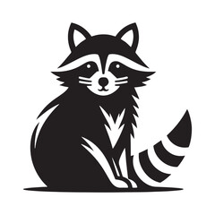 Bold raccoon silhouette for innovative digital art - Raccoon black vector
