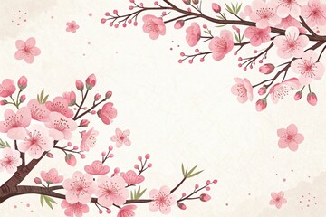 Fototapeta premium retro vintage cute cherry blossoms sakura illustration background