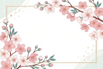 Fototapeta premium retro vintage cute cherry blossoms sakura illustration background
