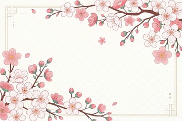 Fototapeta premium retro vintage cute cherry blossoms sakura illustration background