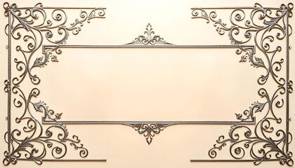 Fototapeta premium Ornate Metal Frame with Floral Design on Beige Background