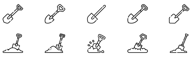 Shovel icon. Garden shovel icon. Hand garden shovel icon. Shovel icon flat. Vector Illustration. EPS 10