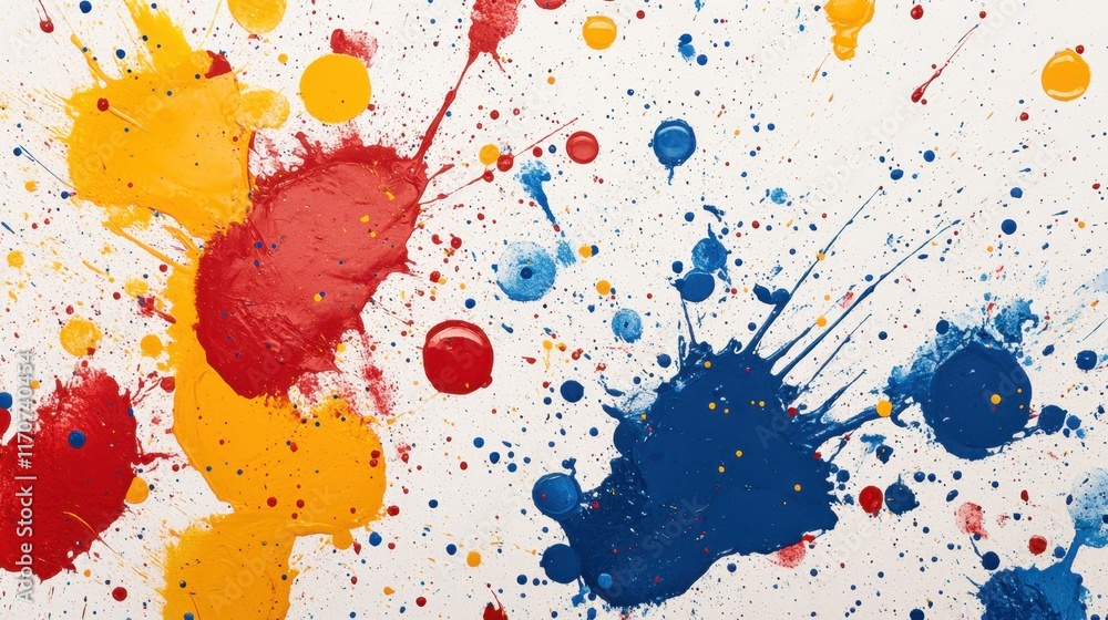Poster colorful splashes of paint create an abstract masterpiece on a blank canvas showcasing artistic expr