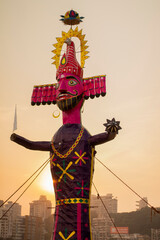 Closeup of a Ravana Effigy during Dussehra festival in India. 