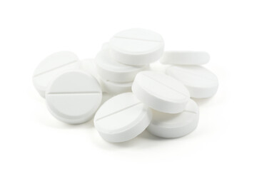 Antibiotic pills isolated on white. Medicinal treatment