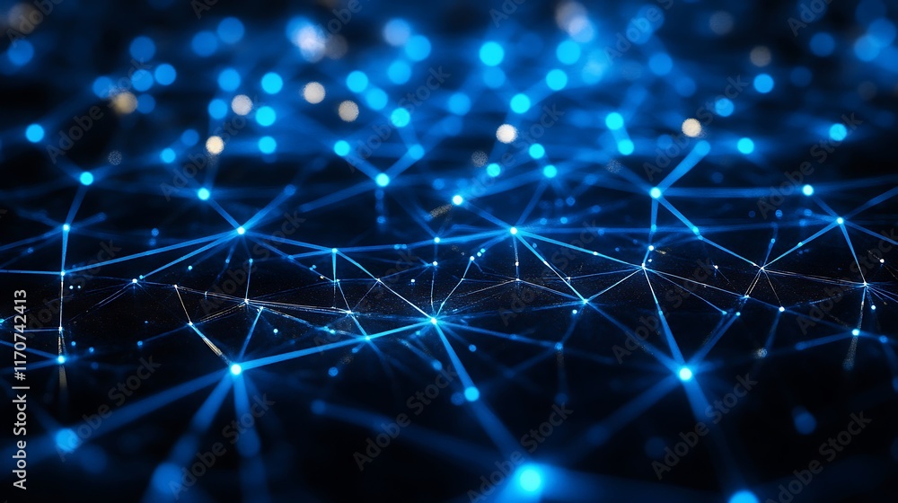 Aufkleber abstract blue network showing connections and data flow