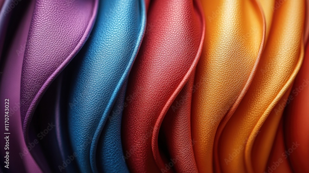 Aufkleber vibrant waves of leather in a stunning array of colors evoke warmth and creativity in an artistic di