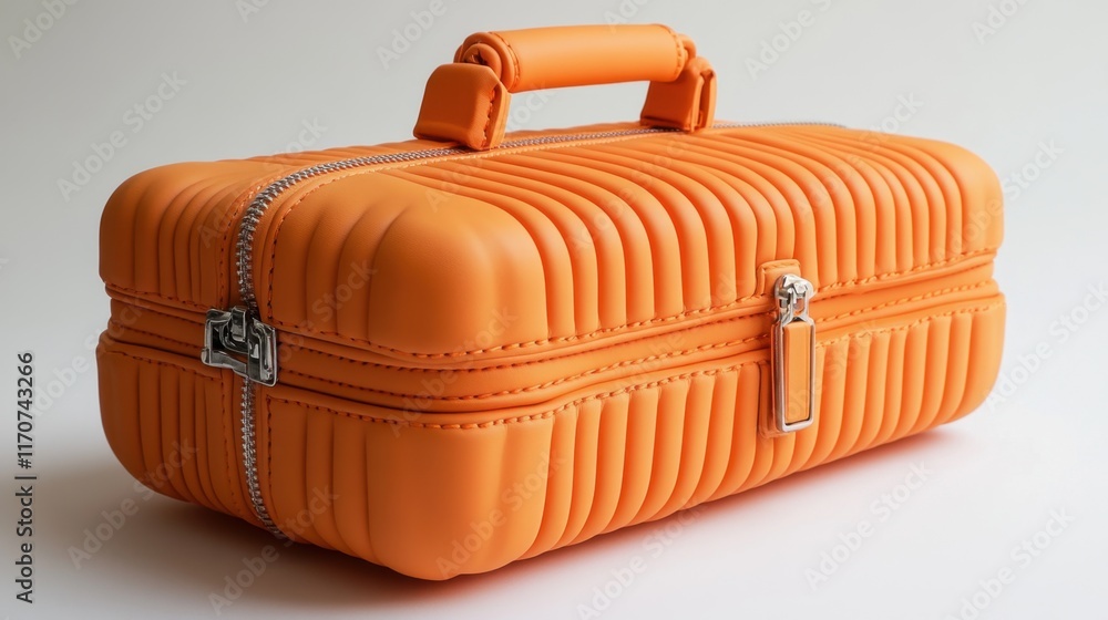 Poster bright orange storage case showcasing a sleek design and functional features for organizing small it