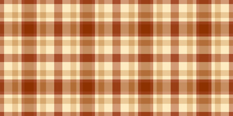 Pyjamas texture check pattern, bed textile fabric plaid. Guy tartan seamless vector background in orange and amber colors.
