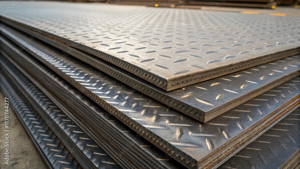 Poster a captivating closeup of the grainy textures on the surface of steel plates revealing intricate patt